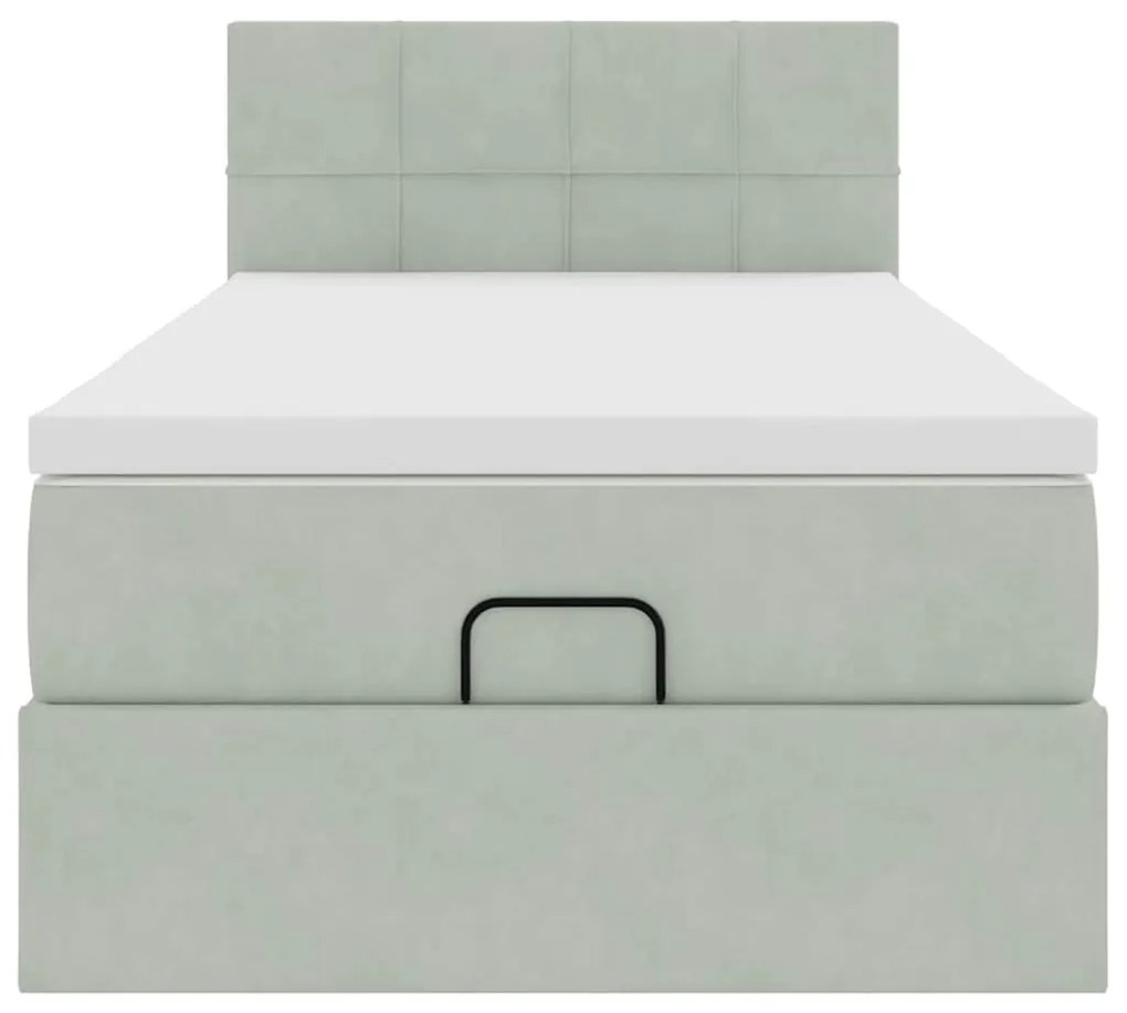 Estrutura cama otomana colchão 90x200 cm veludo cinzento claro