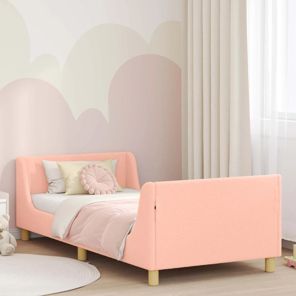 vidaXL Estrutura de Cama Infantil com Cabeceira Rosa 90 x 190 cm