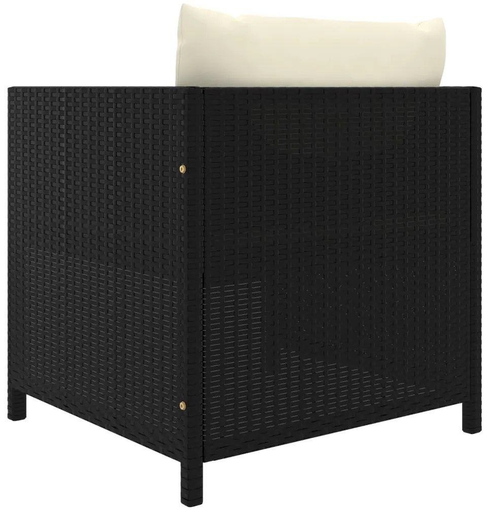 5 pcs conjunto lounge de jardim c/ almofadões vime PE preto