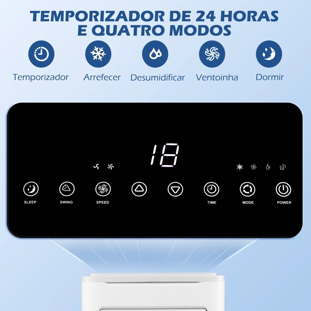 HOMCOM Ar Condicionado Portátil 9000BTU 1010W Refrigerador Ventoinha D