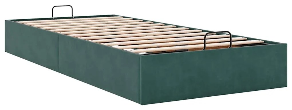 Ottoman Bed Frame Sem Colchão Verde Escuro 90x200 cm Veludo
