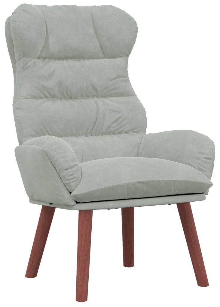 Poltrona Relaxante Veludo Cinza Claro
