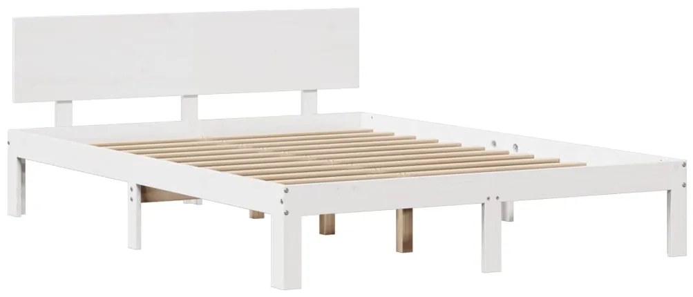 Estrutura cama c/ cabeceira 120x190 cm pinho maciço branco
