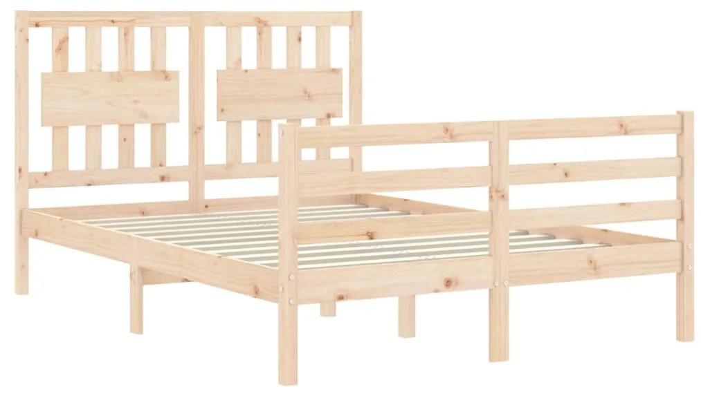 Estrutura de cama com cabeceira 140x190 cm madeira maciça