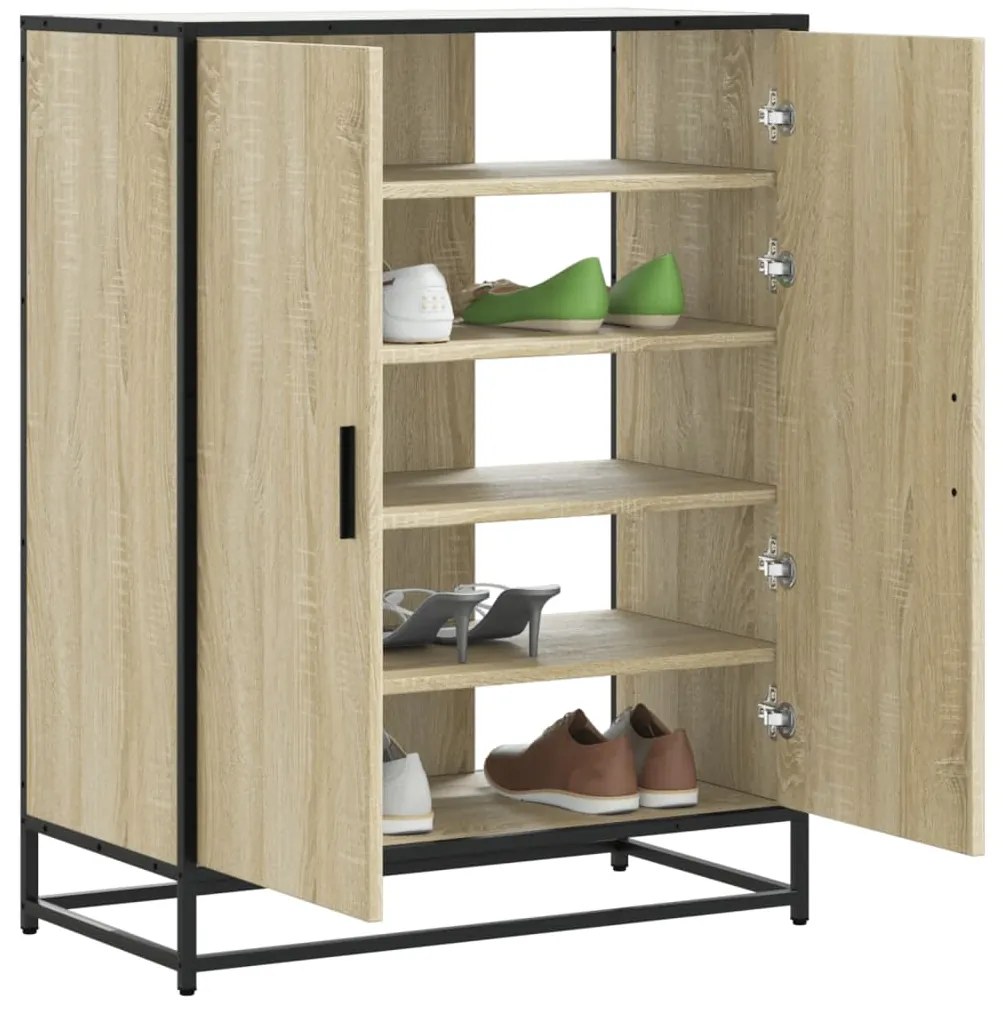 vidaXL Sapateira 75x38x97,5 cm deriv. de madeira/metal carvalho sonoma
