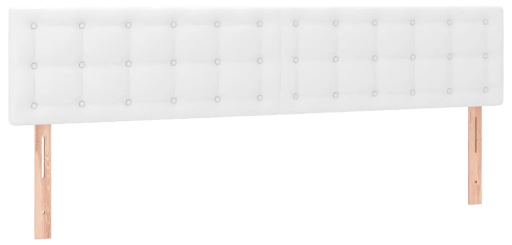 Cabeceira de cama c/ LED couro artificial 180x5x78/88 cm branco