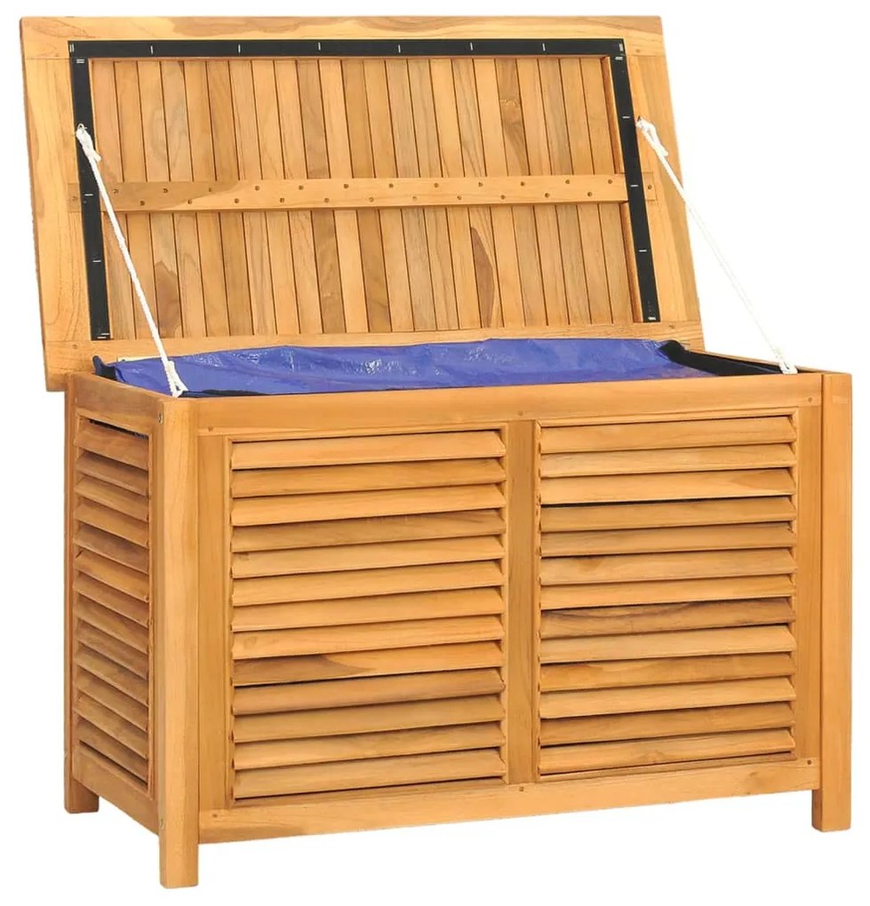 Caixa de arrumação para jardim com saco 90x50x58 cm teca maciça