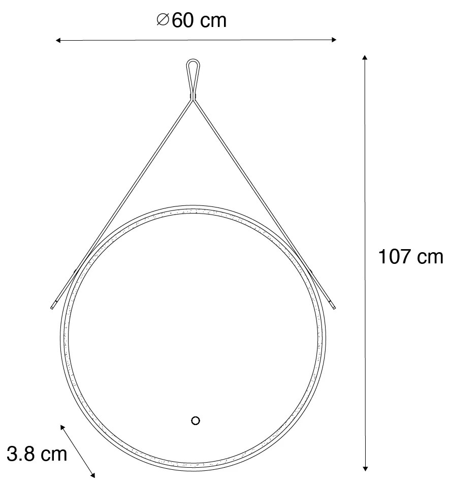 Espelho de casa de banho moderno preto com LED e dimmer tátil - Pien