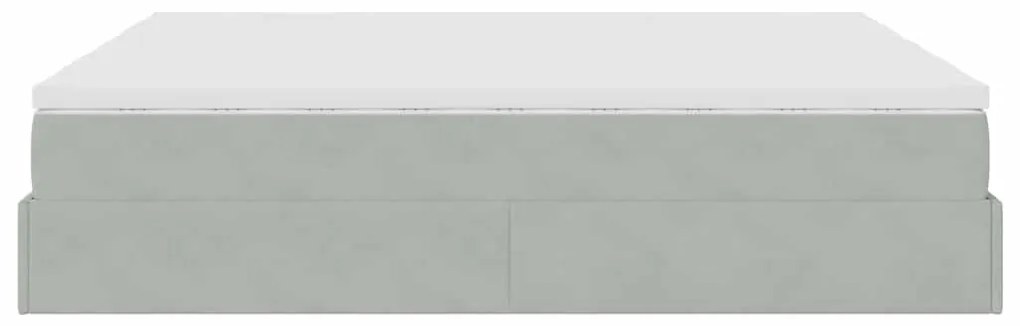 Estrutura cama otomana colchões 180x200cm veludo cinzento claro