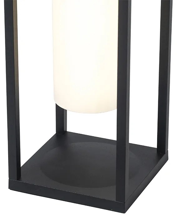 Candeeiro de exterior moderno preto com LED e dimmer solar - Denlu Moderno