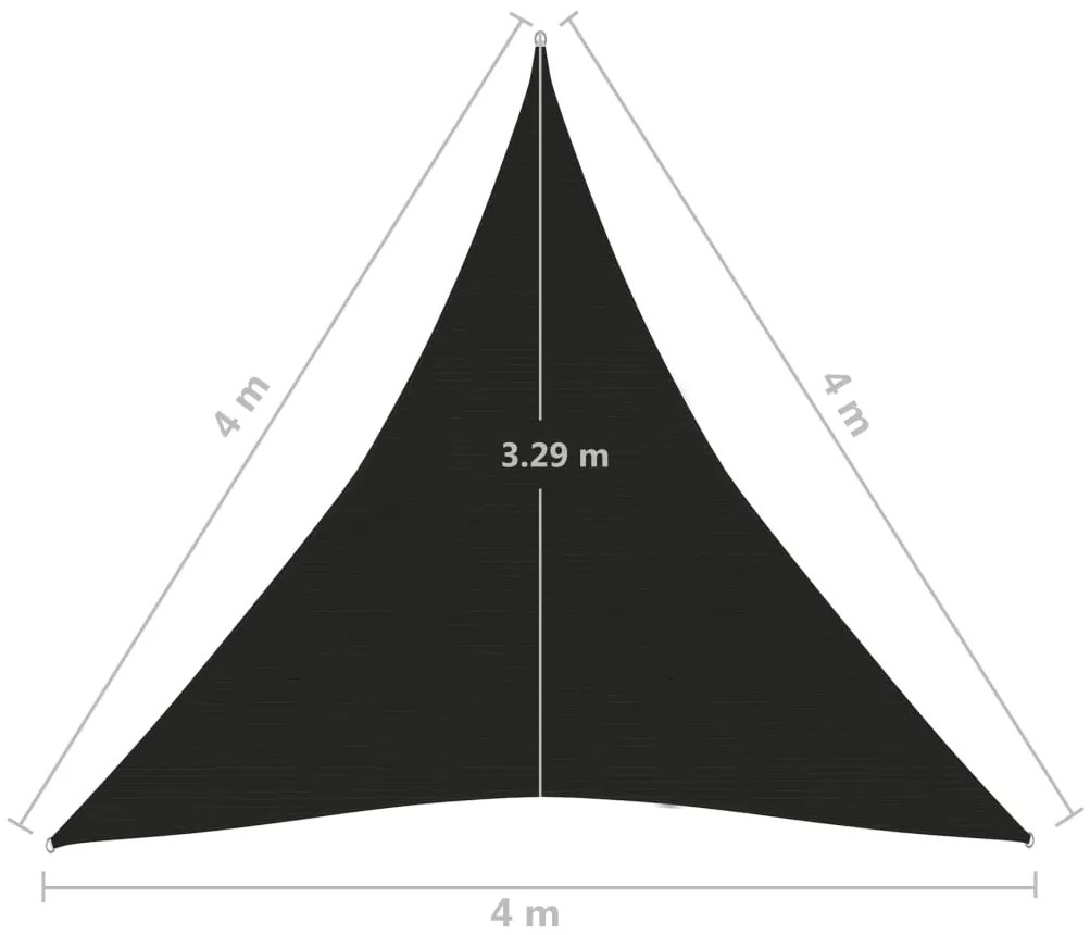 Para-sol estilo vela 160 g/m² 4x4x4m PEAD preto