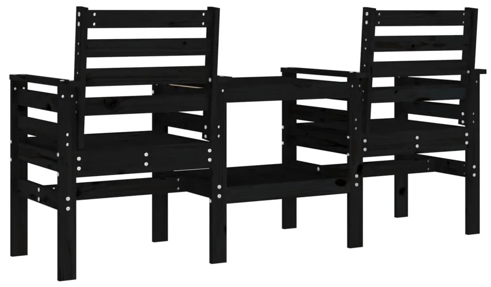 Banco de jardim 2 lugares com mesa pinho maciço preto