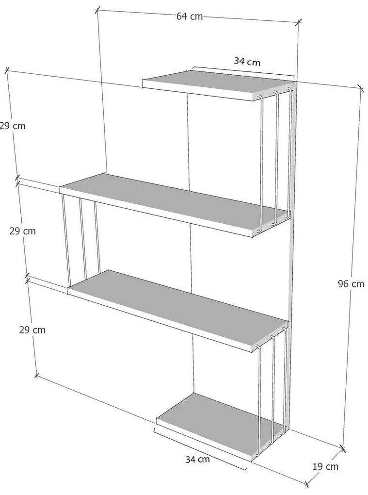 Prateleira de Parede Cambel – Branco/Pinho – 64x96x19 cm