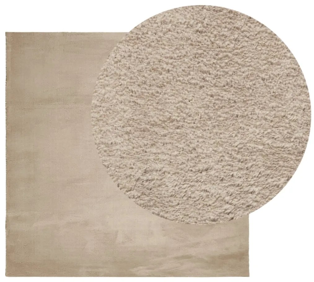 Tapete pelo curto macio e lavável HUARTE 160x160 cm cor areia