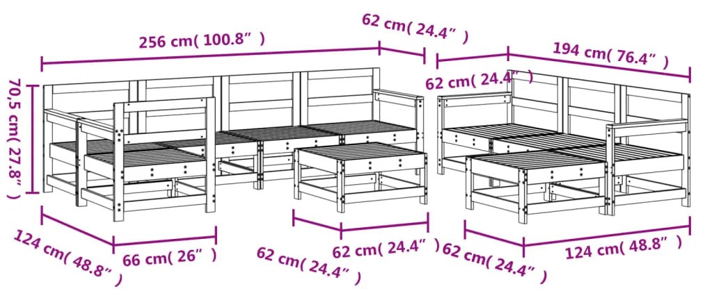 10 pcs conjunto lounge de jardim madeira de douglas maciça