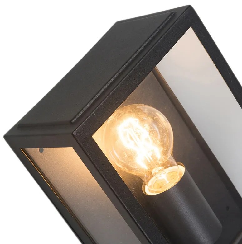 Candeeiro de parede exterior industrial preto com vidro 25,5 cm IP44 - Rotterdam Moderno,Rústico