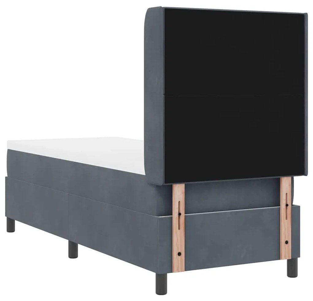 Cama Box com Colchão e LED vidaXL Cinza Escuro 80x200 cm Veludo
