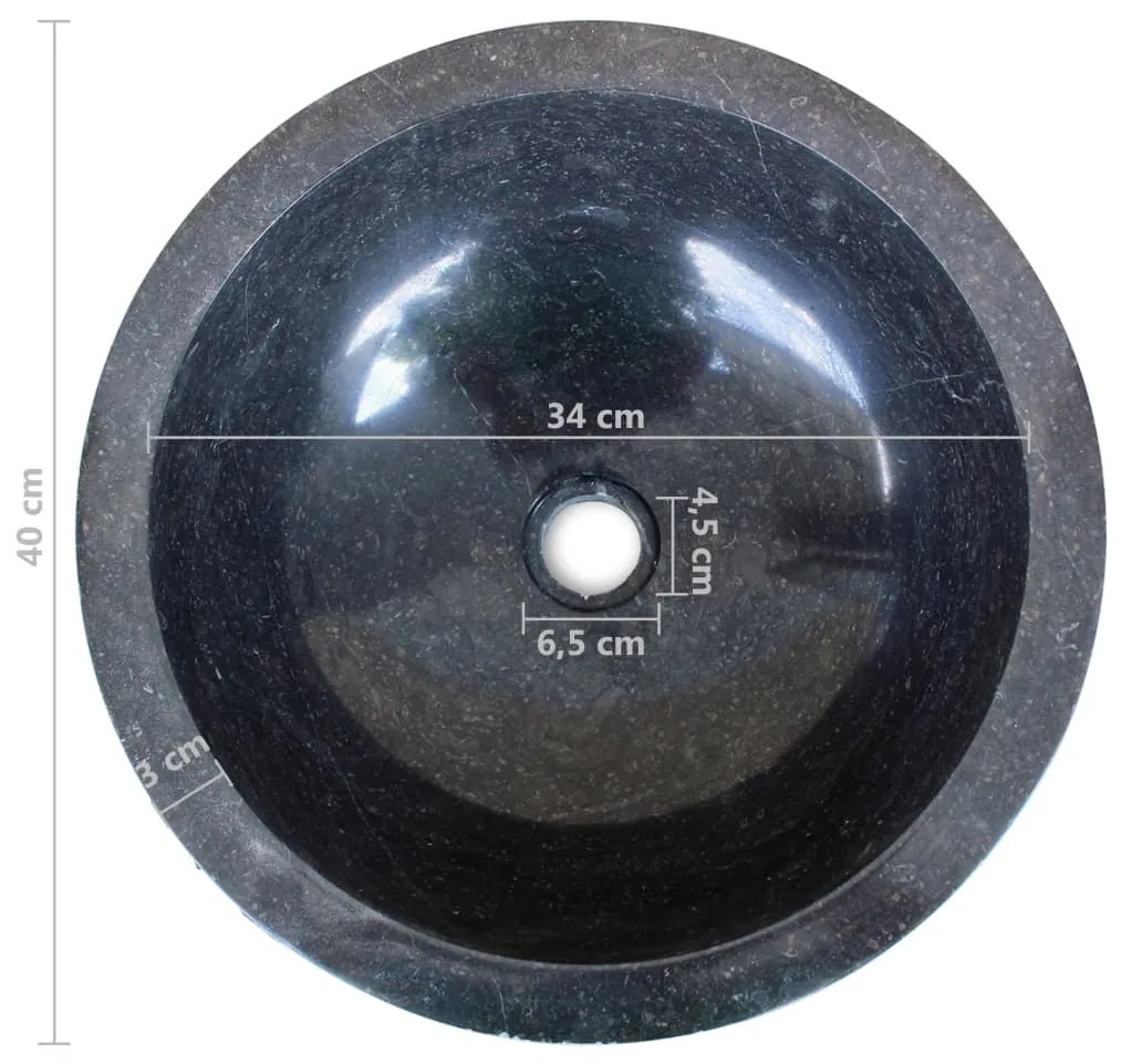 Lavatório em mármore 40 cm preto