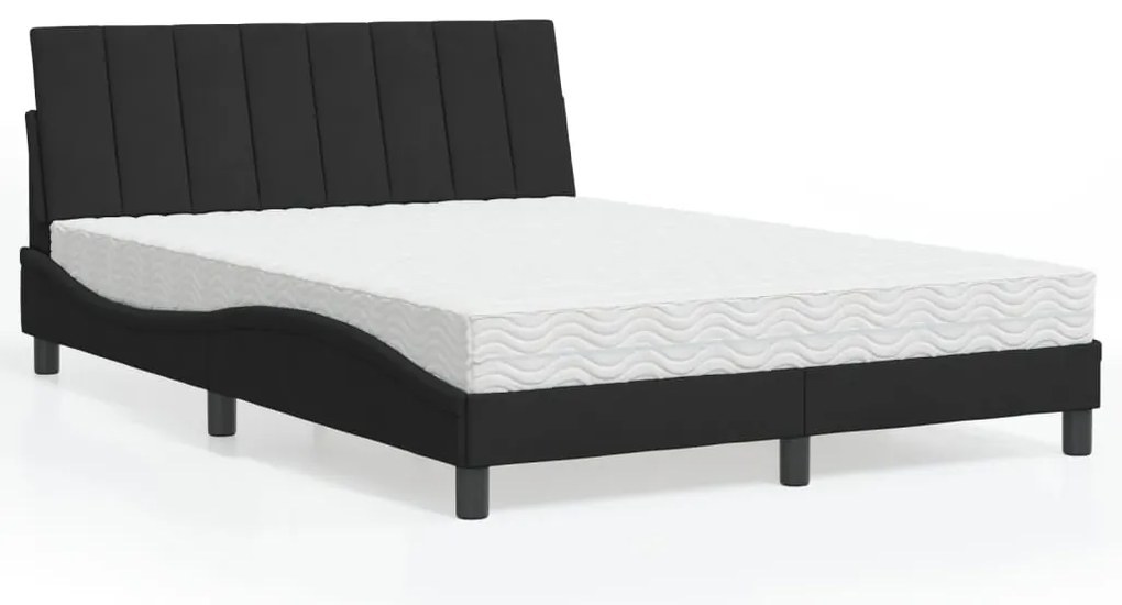Cama com colchão 140x200 cm veludo preto
