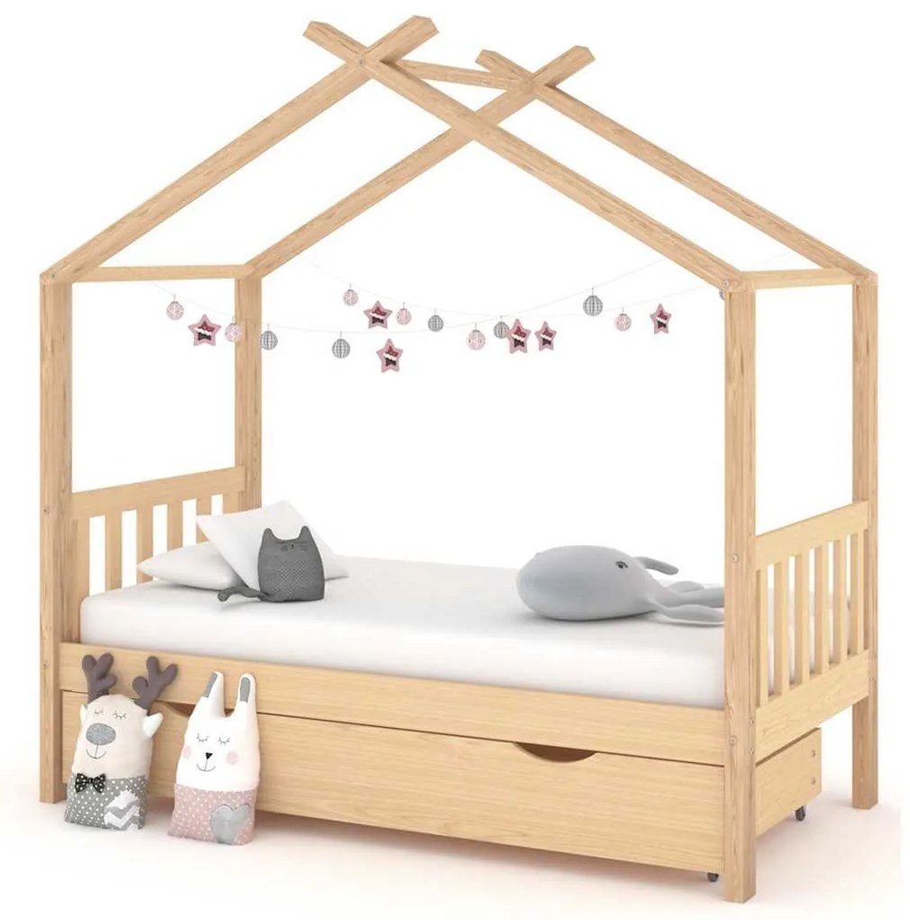 Estrutura de cama para criança c/ gaveta 80x160 cm pinho maciço