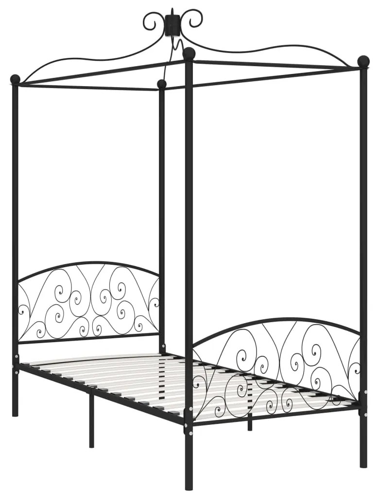 Estrutura de cama com dossel 100x200 cm metal preto
