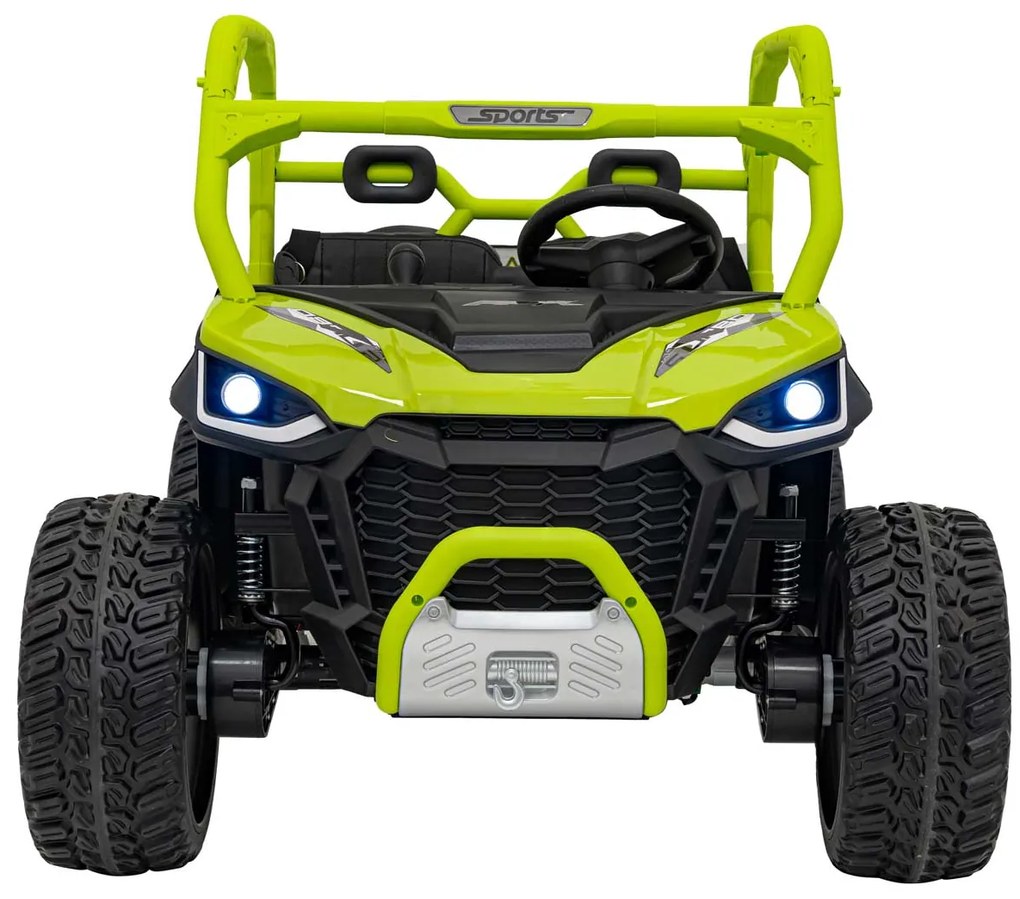 Carro elétrico para Crianças 2 Lugares Farmer Truck UTV Racing 24V 4x4 Rodas Espuma EVA, assento couro ecológico Verde