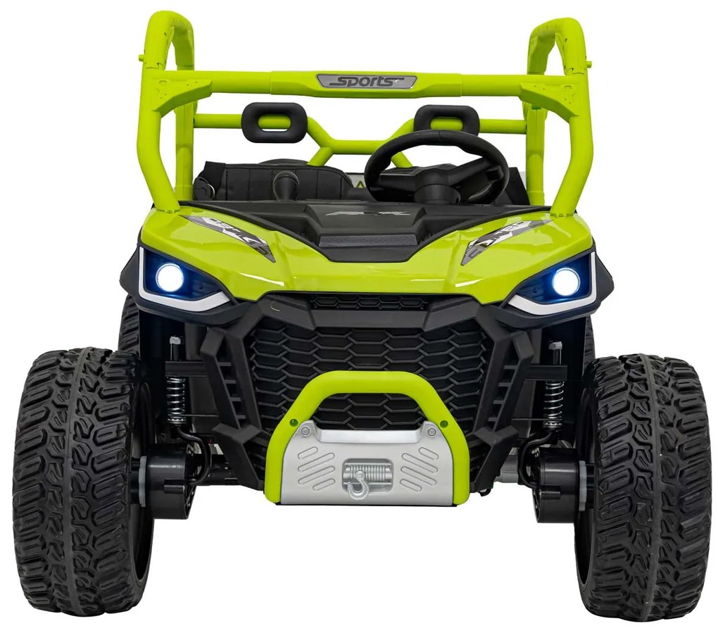 Carro elétrico para Crianças 3 a 7 anos, 2 Lugares Farmer Truck UTV Racing 24V 4x4 Rodas Espuma EVA, assento couro ecológico Verde