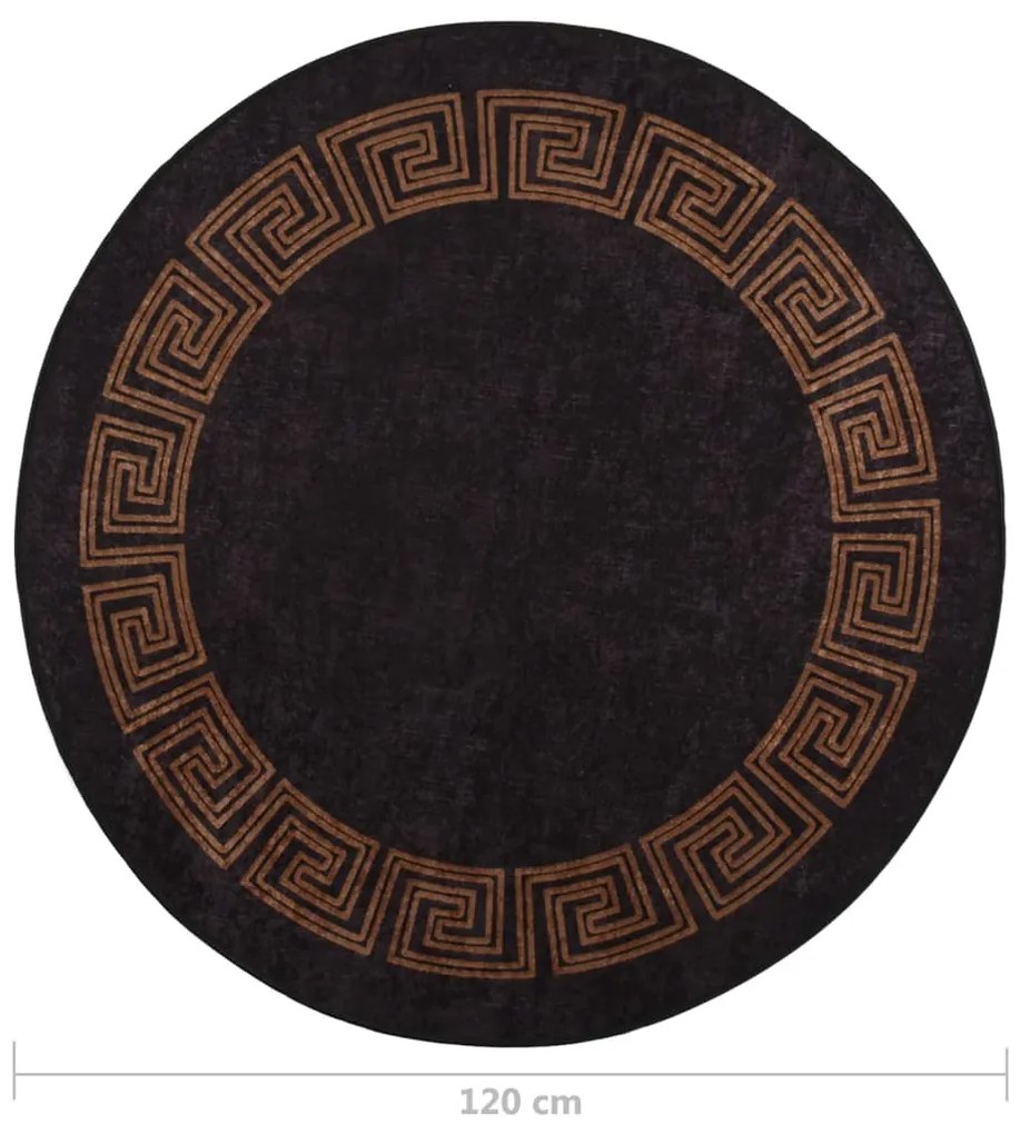 Tapete lavável antiderrapante φ120 cm preto e dourado