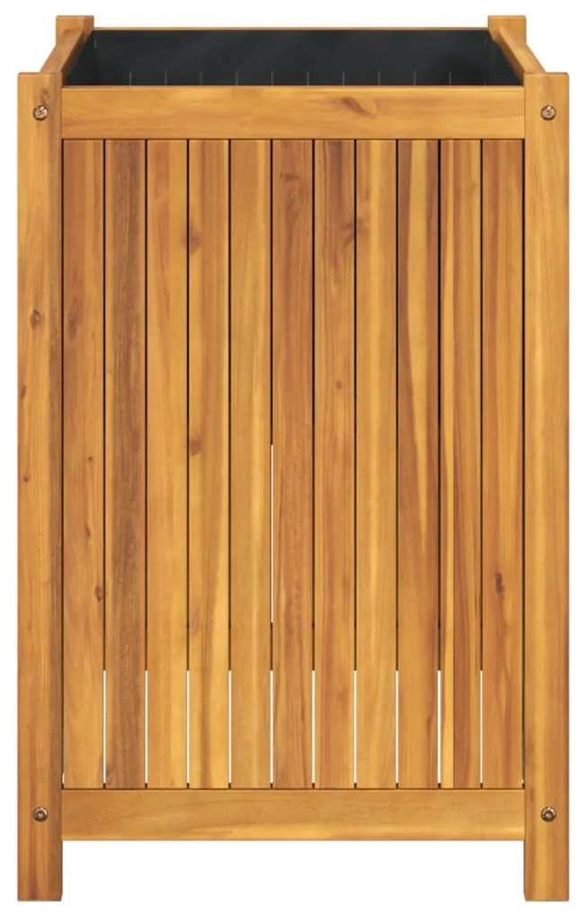 Vaso/floreira de jardim com forro 50x50x75 cm acácia maciça