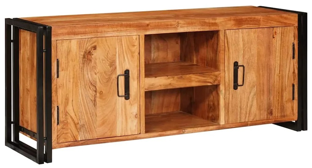 vidaXL Gabinete para TV com porta Castanho Madeira de acácia maciça