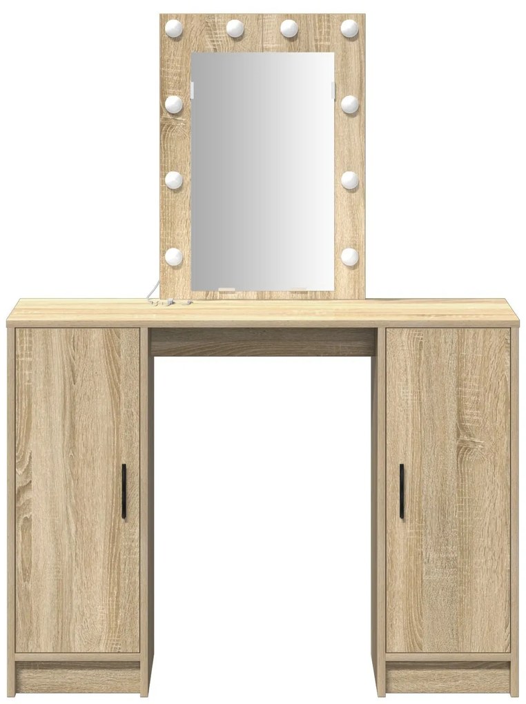 Mesa de Maquiagem com Luzes LED em Carvalho Sonoma, 102x33x135 cm