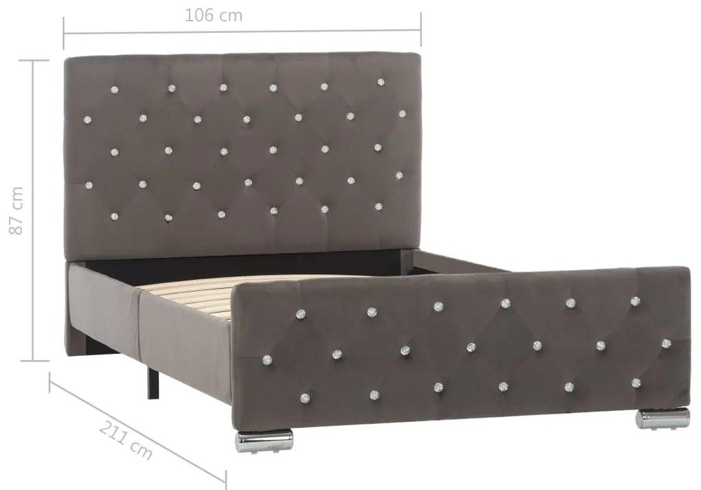 Estrutura de cama 100x200 cm veludo cinzento