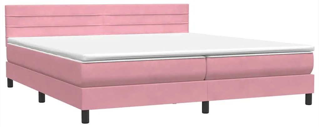 Cama com molas/colchão rosa 180x220 cm veludo