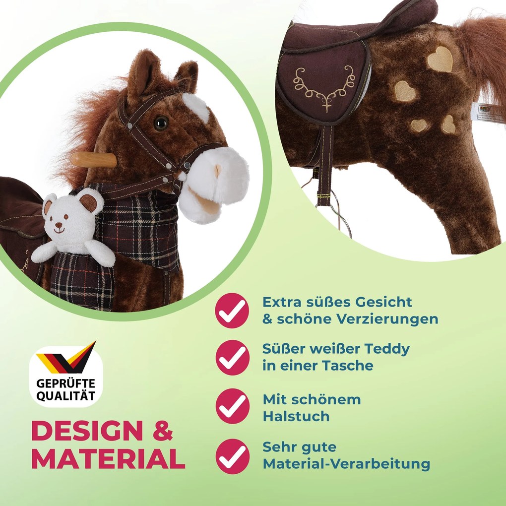 Brinquedo de balanço cavalo com função sonora 75 x 37 x 75 cm Castanho
