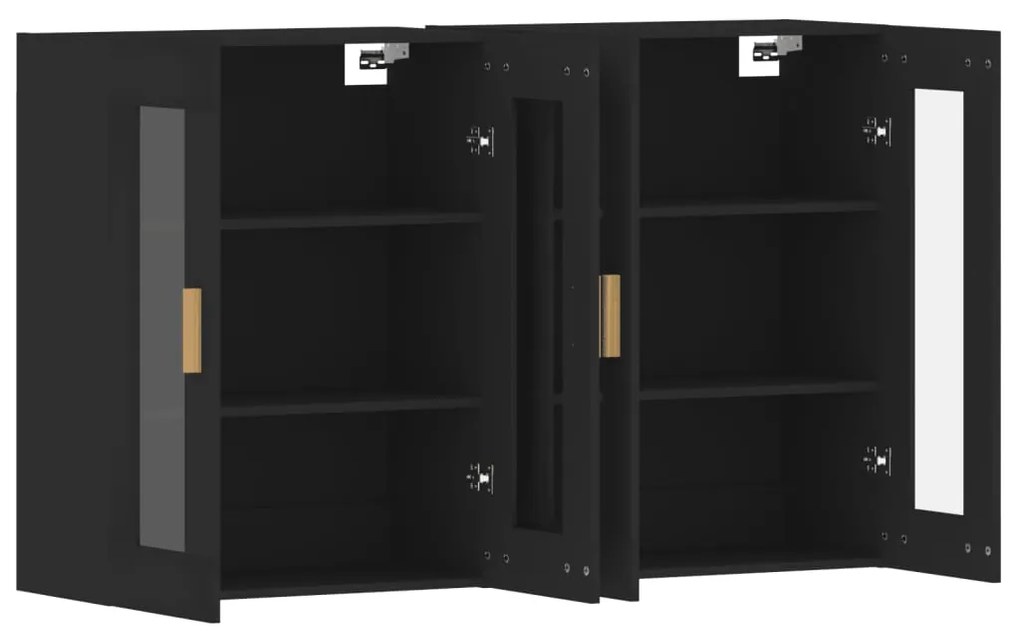 Móveis de parede 2 pcs derivados de madeira preto