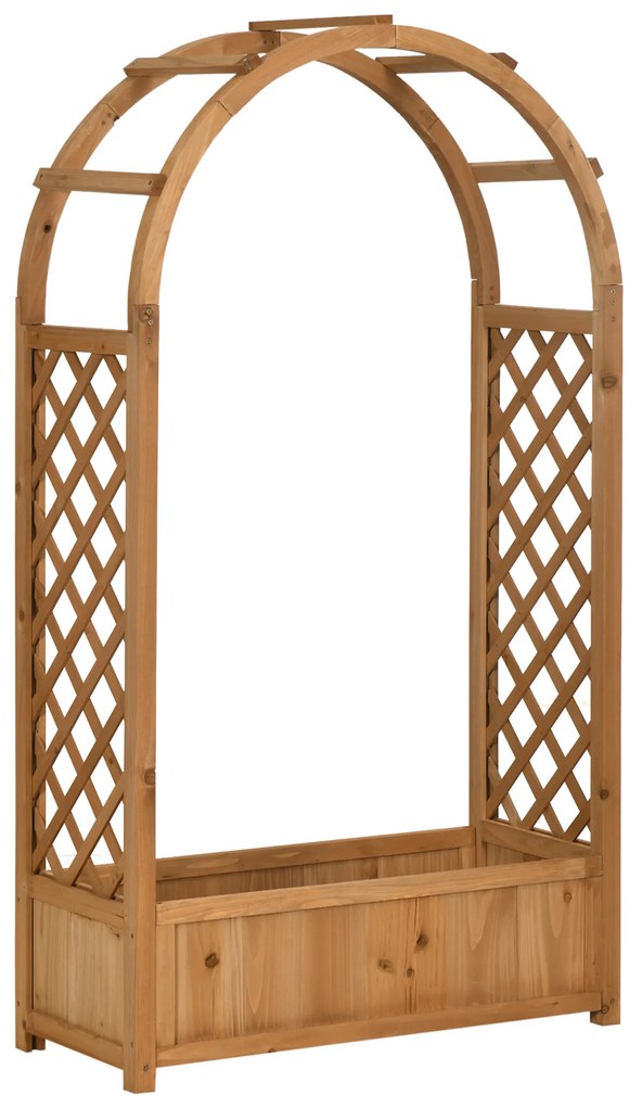Outsunny Floreira Treliça Arco Suporte Plantas Trepadeiras Madeira Resistente Exterior 83x36x153cm | Aosom Portugal