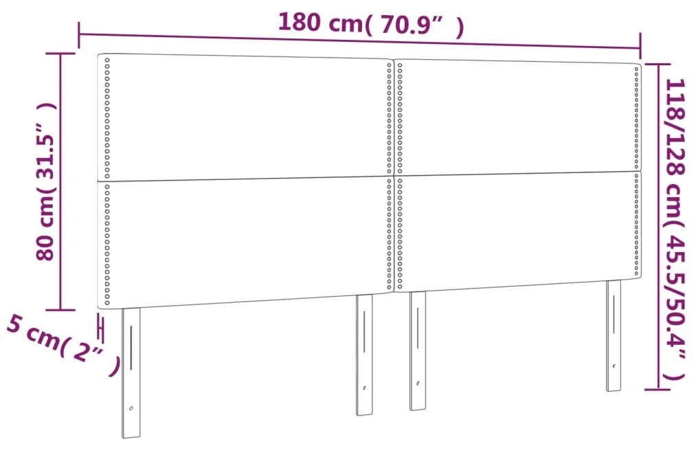 Cabeceira de cama 4 pcs tecido 90x5x78/88 cm cinzento-claro