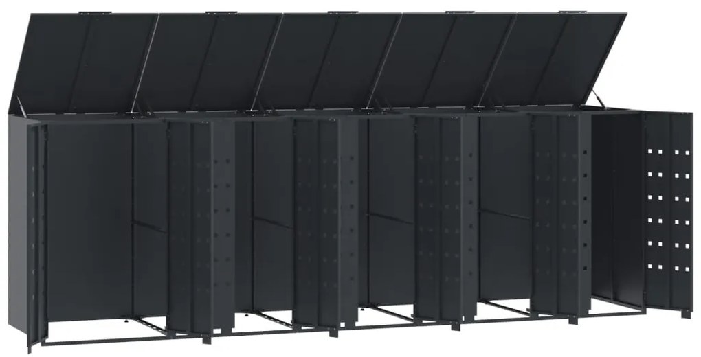 Abrigo para 5 caixotes do lixo 345x79x117 cm aço antracite