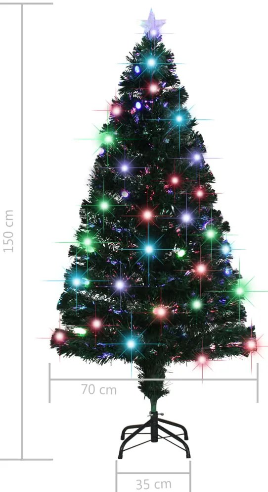 Árvore de Natal pré-iluminada c/ suporte 150 cm fibra ótica