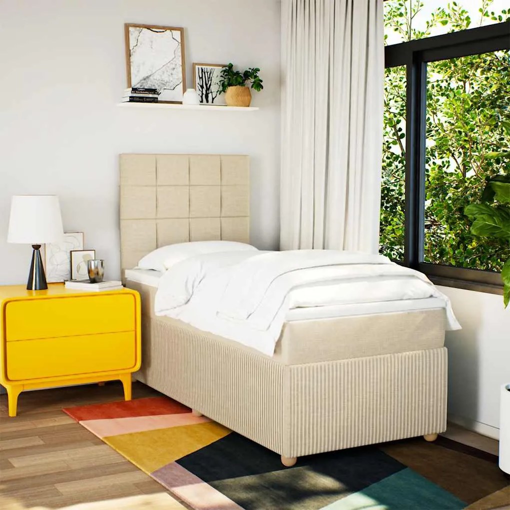Cama com molas/colchão 100x200 cm tecido cor creme