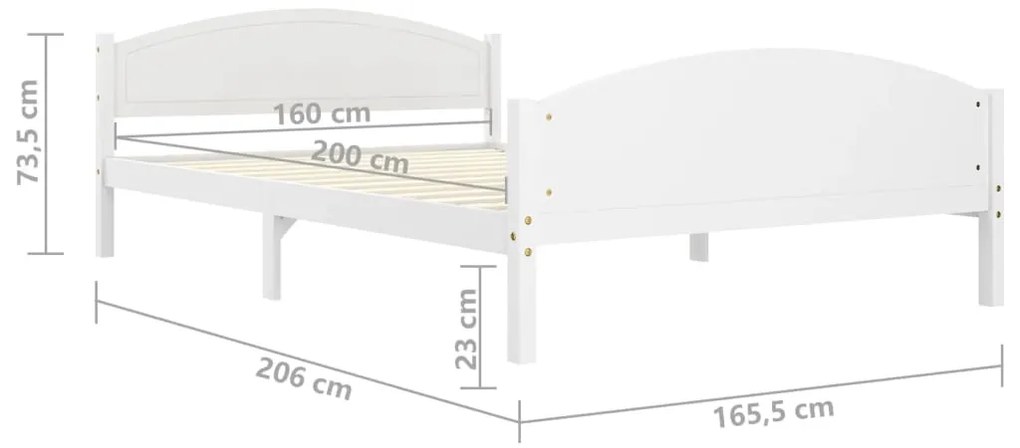 Estrutura de cama 160x200 cm pinho maciço branco