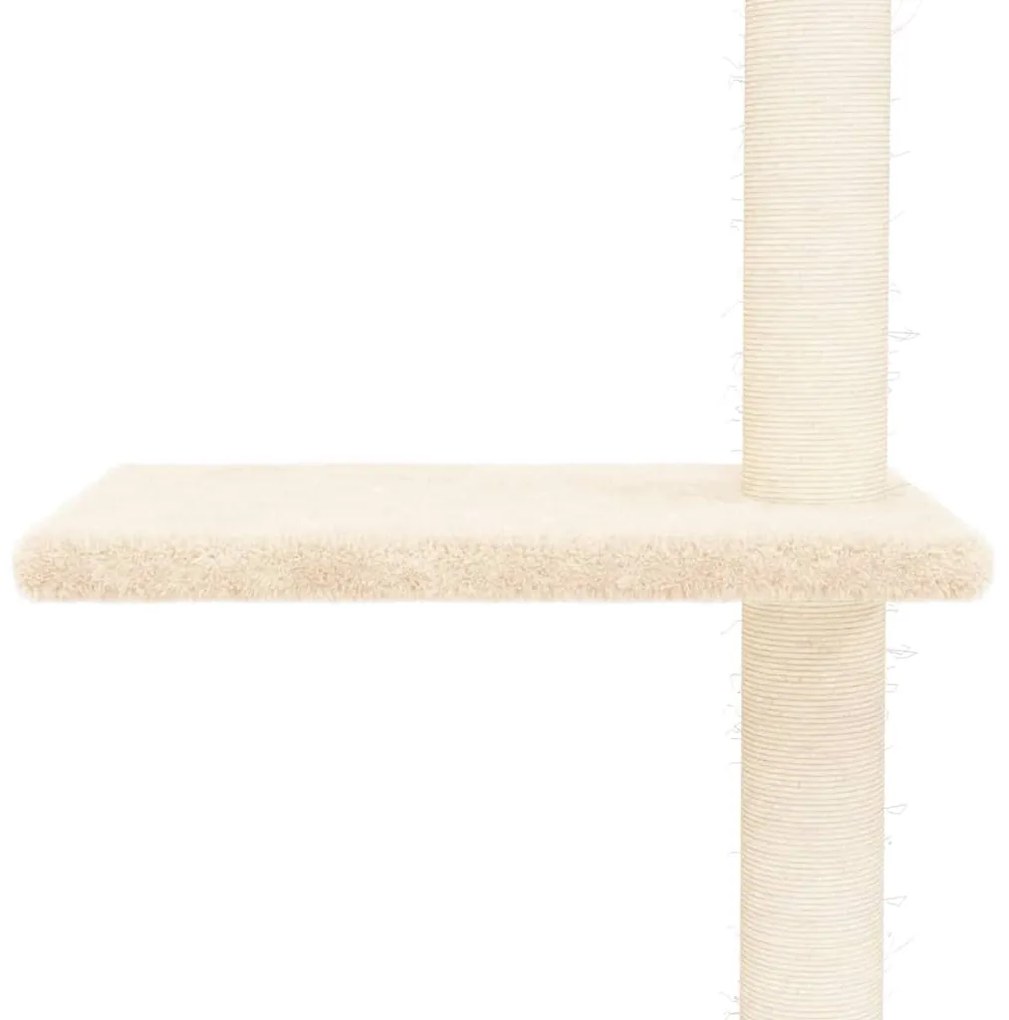 Árvore p/ gatos altura ajustável chão-teto 267,5-297,5 cm creme