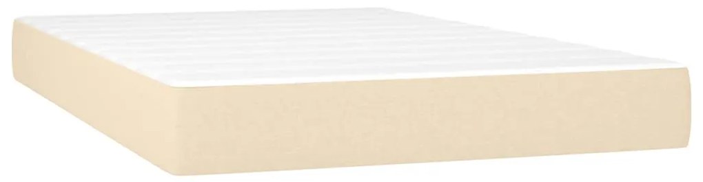 Cama box spring c/ colchão e LED 120x190 cm tecido cor creme