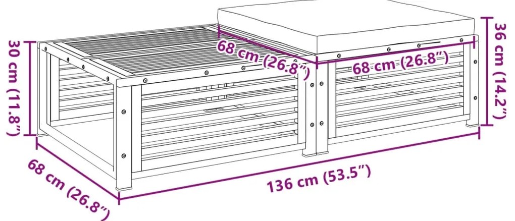 Mesa de jardim com banco madeira de acácia maciça