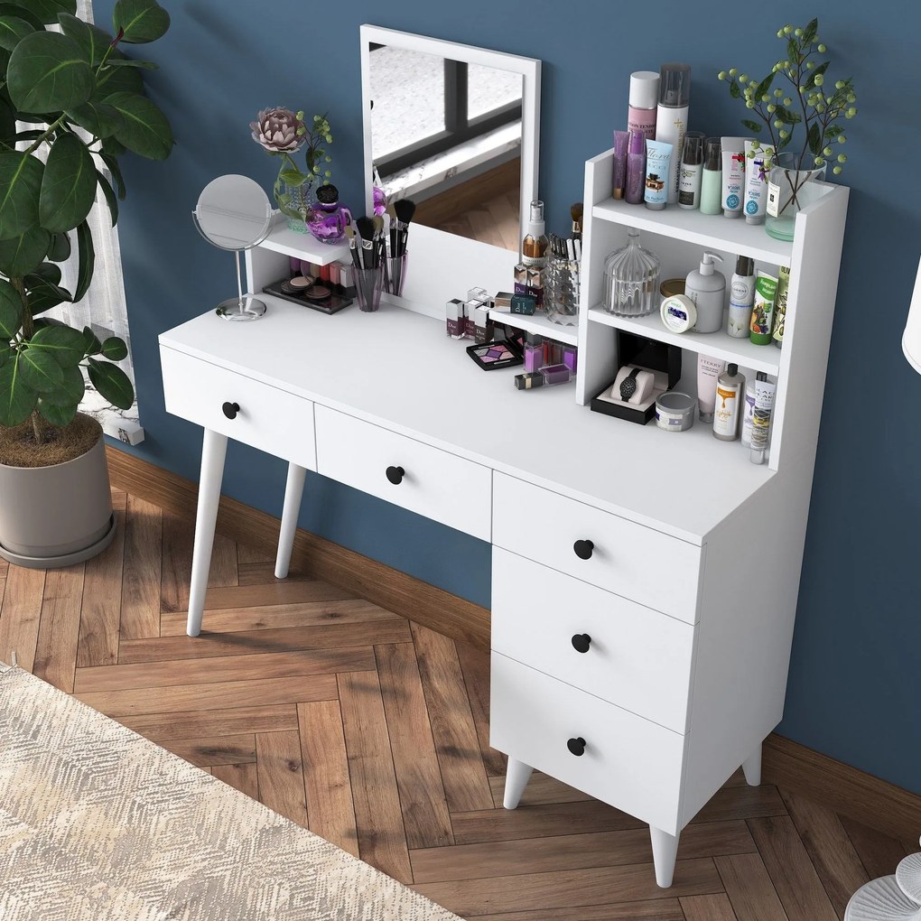 Mesa de Maquilhagem Bj101 – Branco – 125x93,8x40 cm