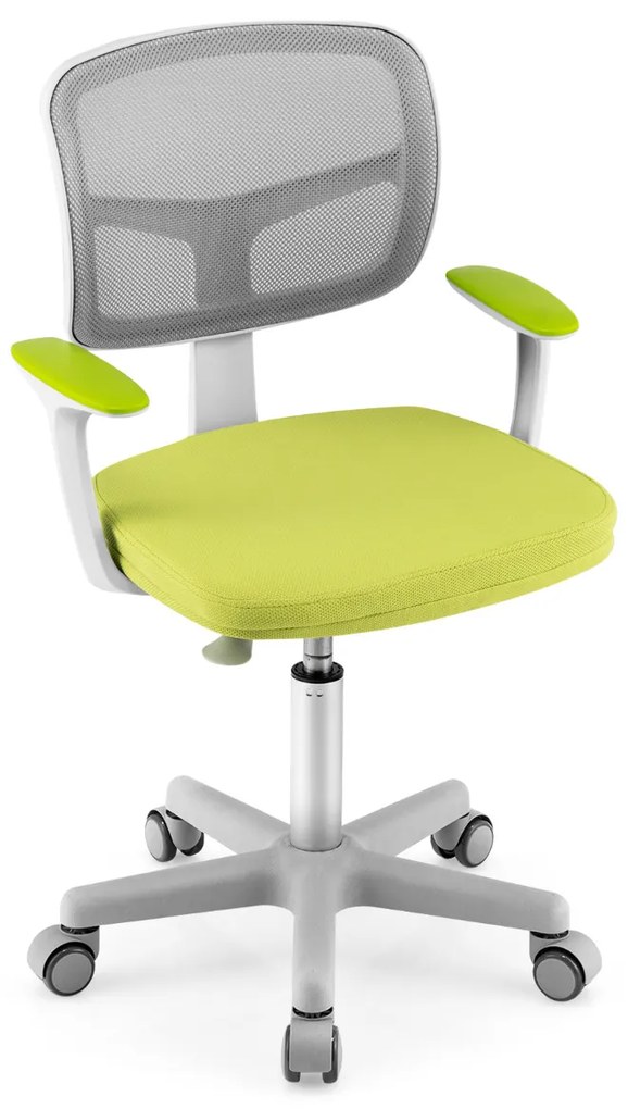 Cadeira de secretária ergonómica para crianças com rodas Cadeira giratória para computador Apoio lombar ajustável em altura Verde