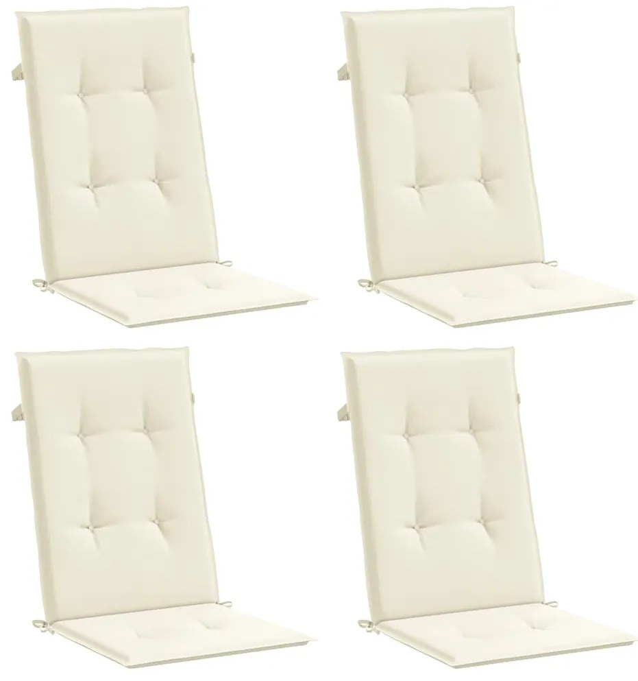 Almofadões para cadeiras altas de jardim 4 pcs tecido creme