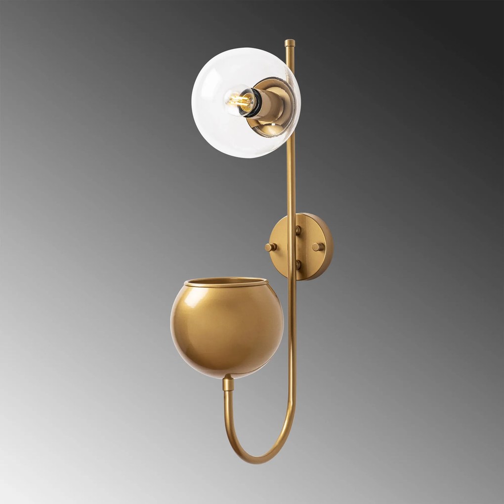 Aplique de Parede Pot – Ouro Brilhante – 15 x 23 x 61 cm