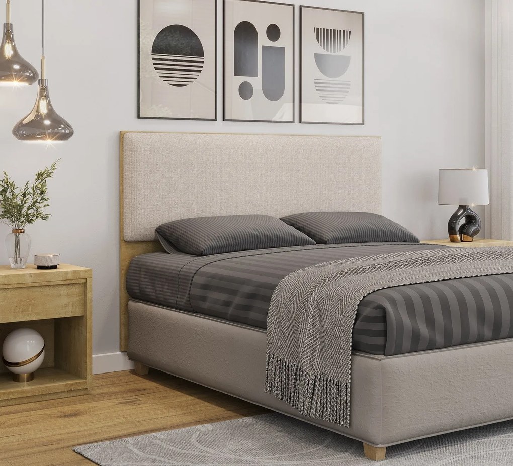 Cabeceira de Cama LUX – 160x5x90 cm – MDP Cor Natura e Tecido Linho Be