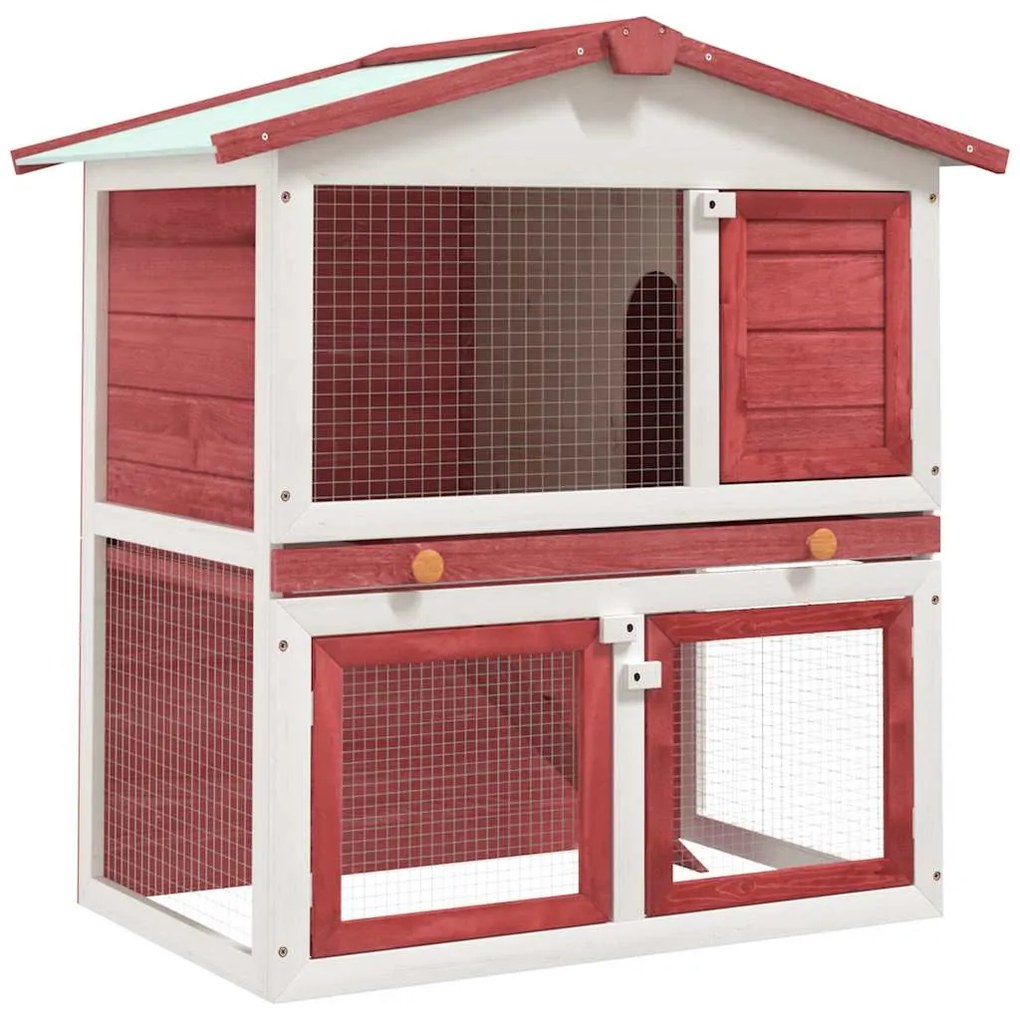 vidaXL Coelheira de exterior 3 portas madeira vermelho
